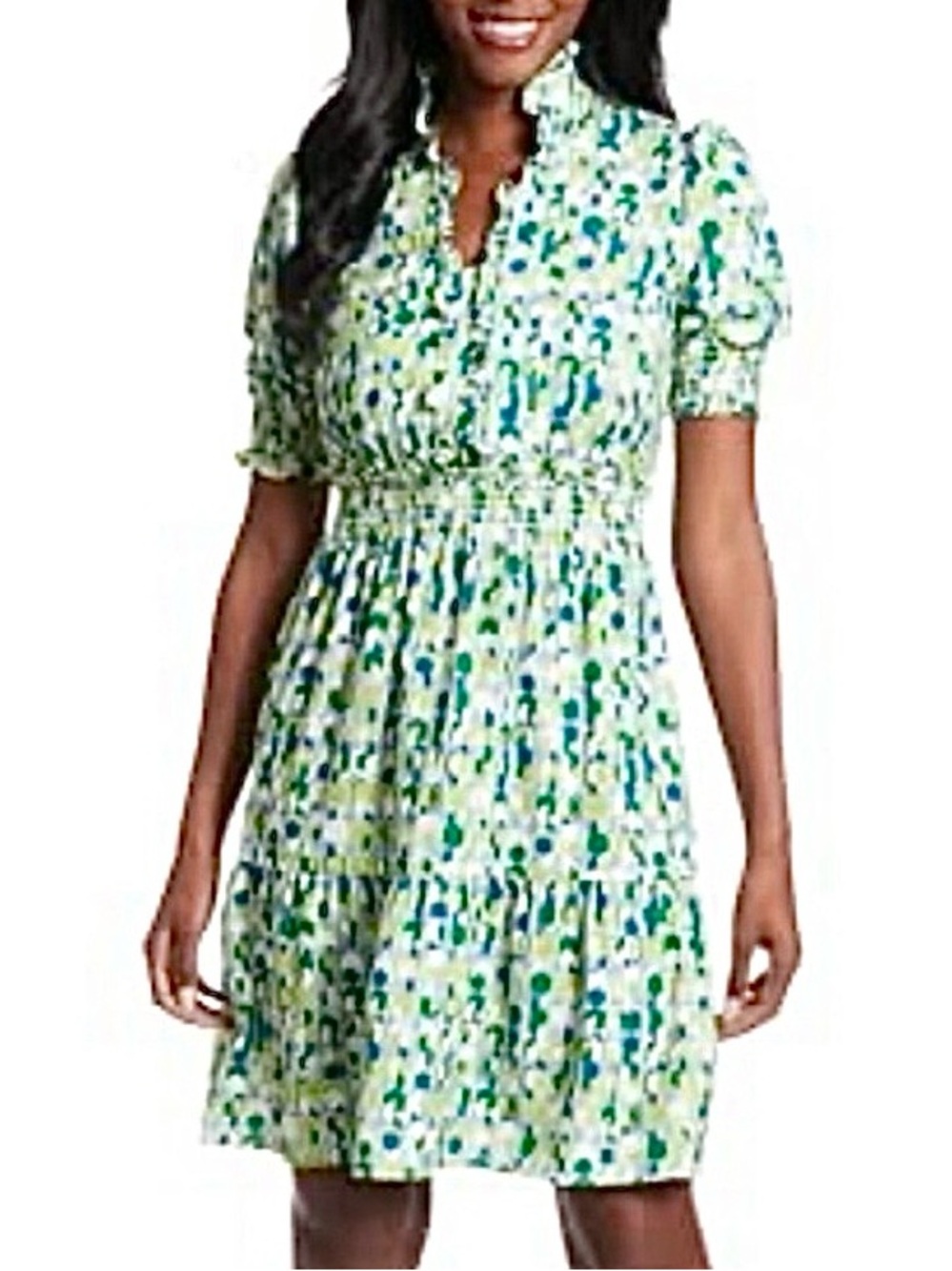 London Times Green and Blue Floral Mini Dress